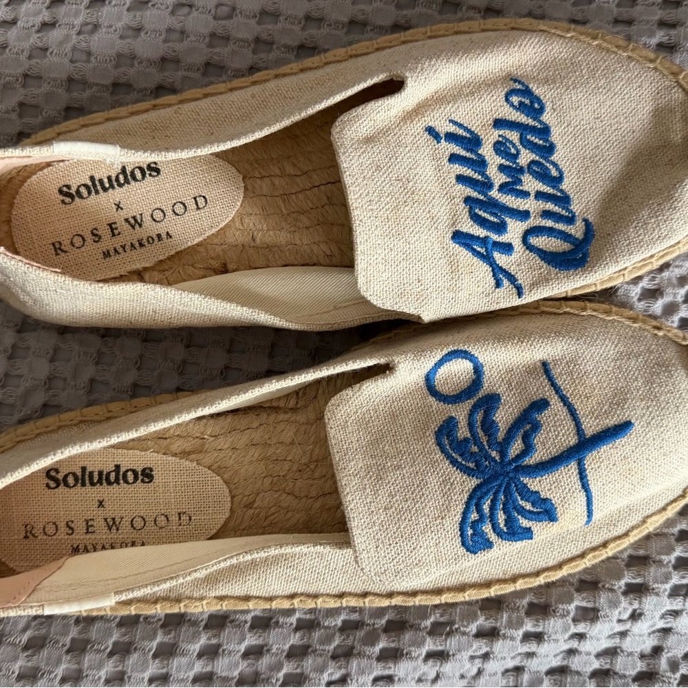 Soludos x Rosewood Espadrilles with Blue Embroidery - Exclusive - New Never Worn